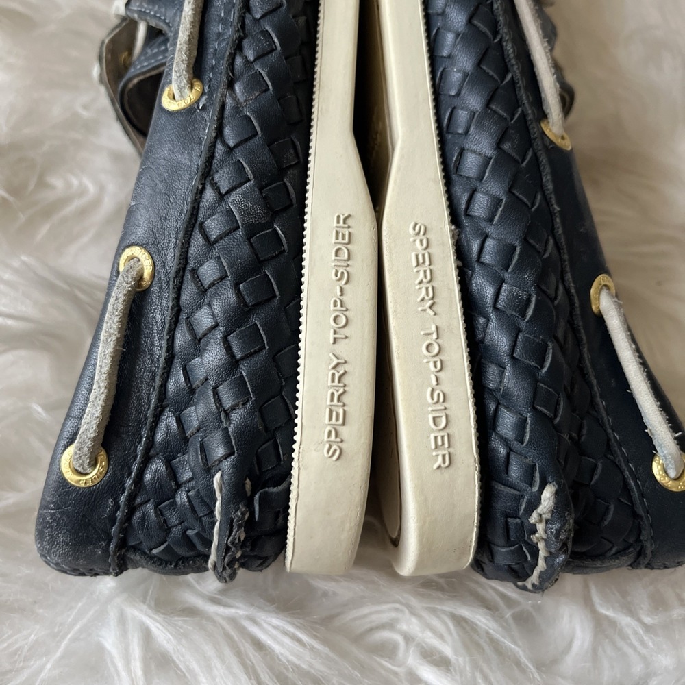 Sperry Top-Sider Blue White Leather Comfort Boat Shoes Women's Size 6.5M - Picture 4 of 14